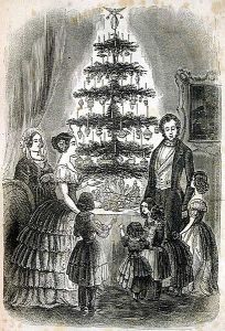 Queen Victorian and Prince Albert gathered with their family around the Christmas tree.