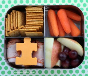 Okay, maybe not THAT creative. photo credit: Lunchbots bento for 5th grade boy - puzzle cheese for autism via photopin (license)